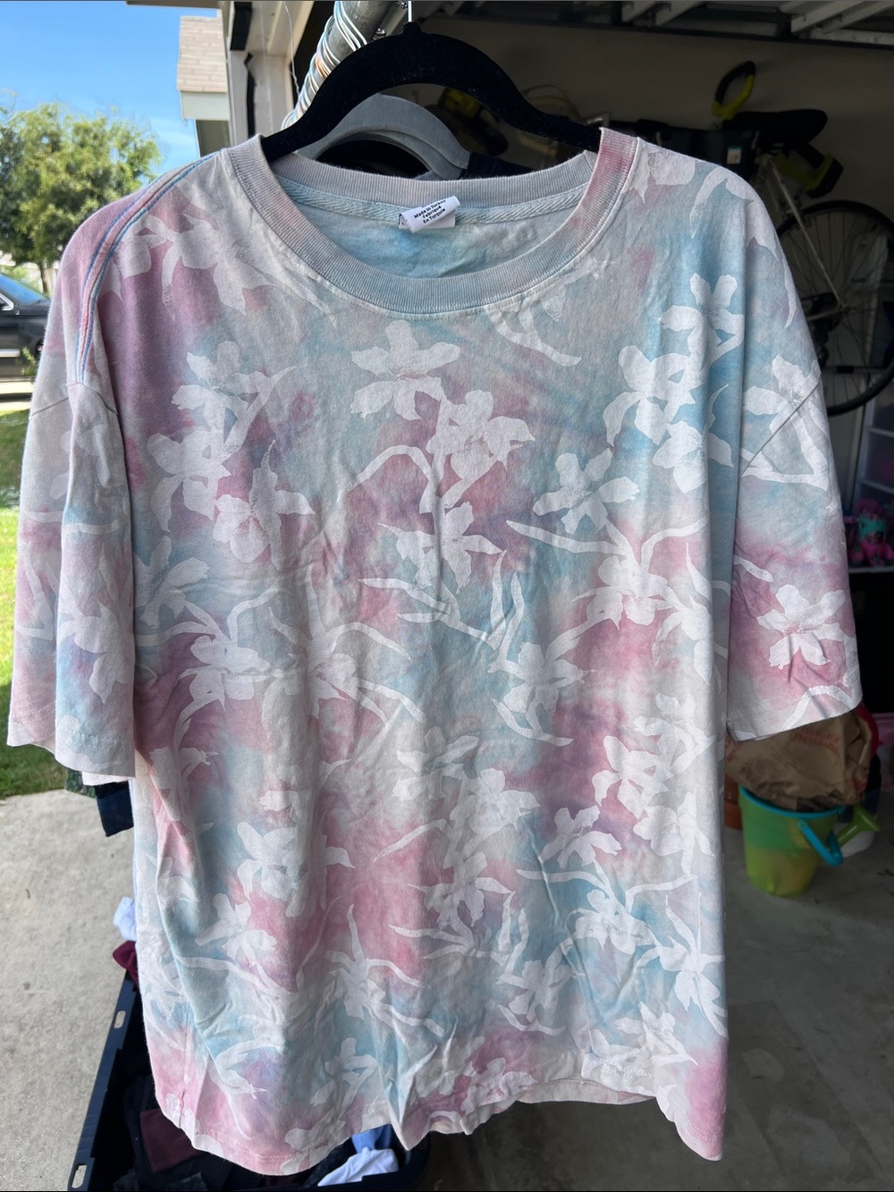 Urban Outfitters Pastel Blue & Pink Floral Tie-Dye Tee